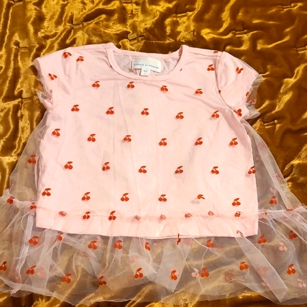 Rocket of Awesome Kids Beautiful and Unique Light Pink Top with Cherry Design.